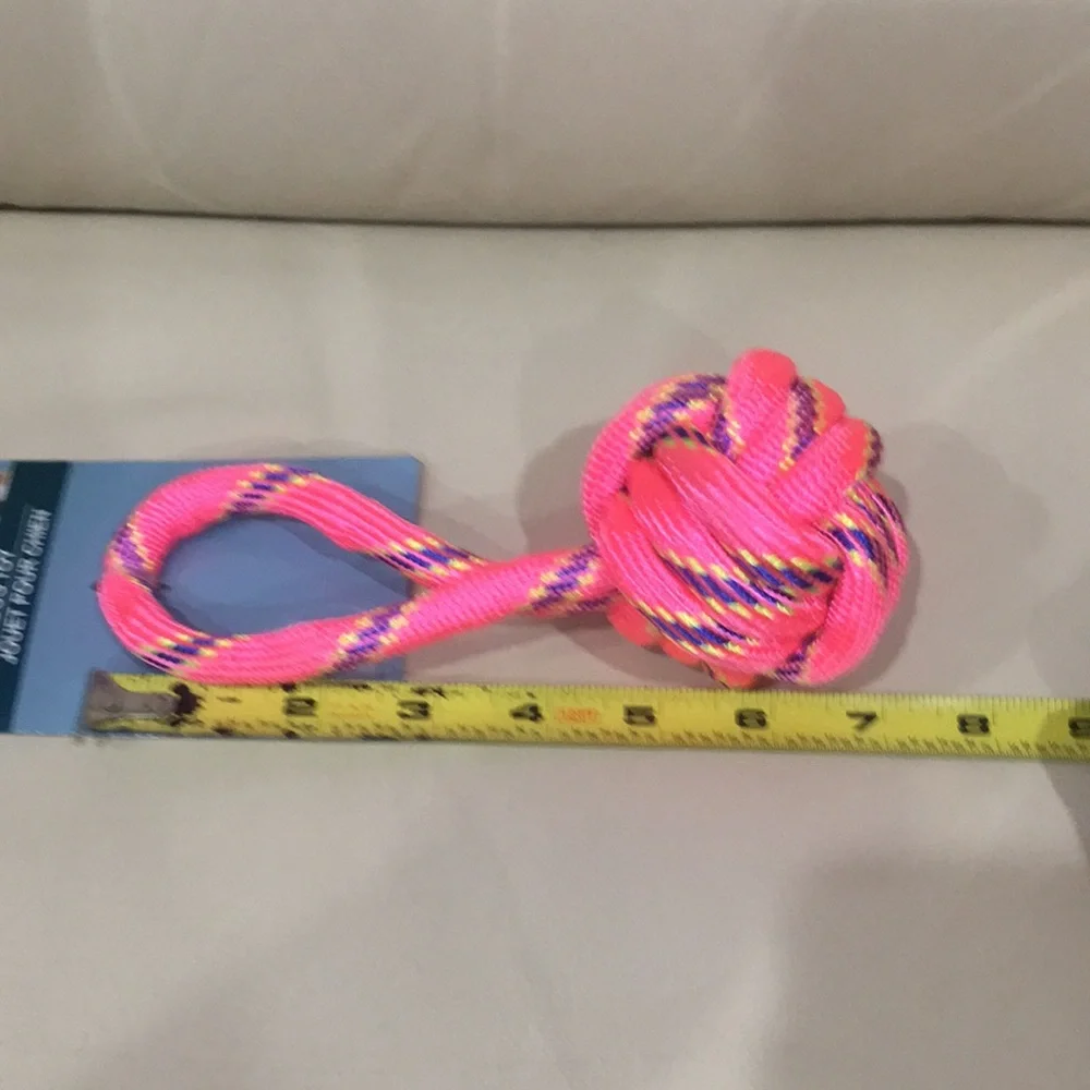 NWT Dog Rope Knot Toy Pink Blue Yellow